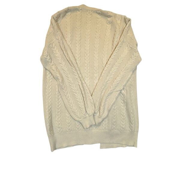 Cyrus Open Front Cable Knit Cardigan Sweater Cream Ivory Size L Long Cozy - Picture 5 of 8